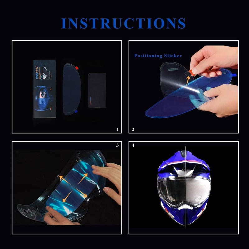 RVBASICS Motorcycle Helmet Visor Anti Fog Film - Helmet Face Shield Anti-fog Insert Fog-resistant Clear Visor for Riding in Humid Cold Weather,Easy to Install,No Glue Residue Left,Long-Term Effects,Ride Safe - Image 4